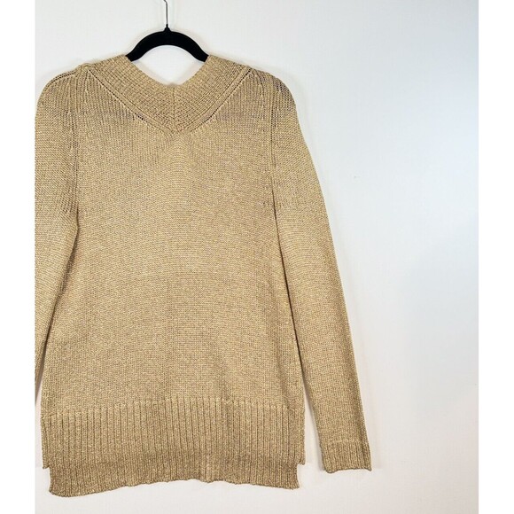 Diane Von Furstenberg Women Sweater Gold Acetate V Neck Pullover Jumper M Medium - Picture 8 of 11